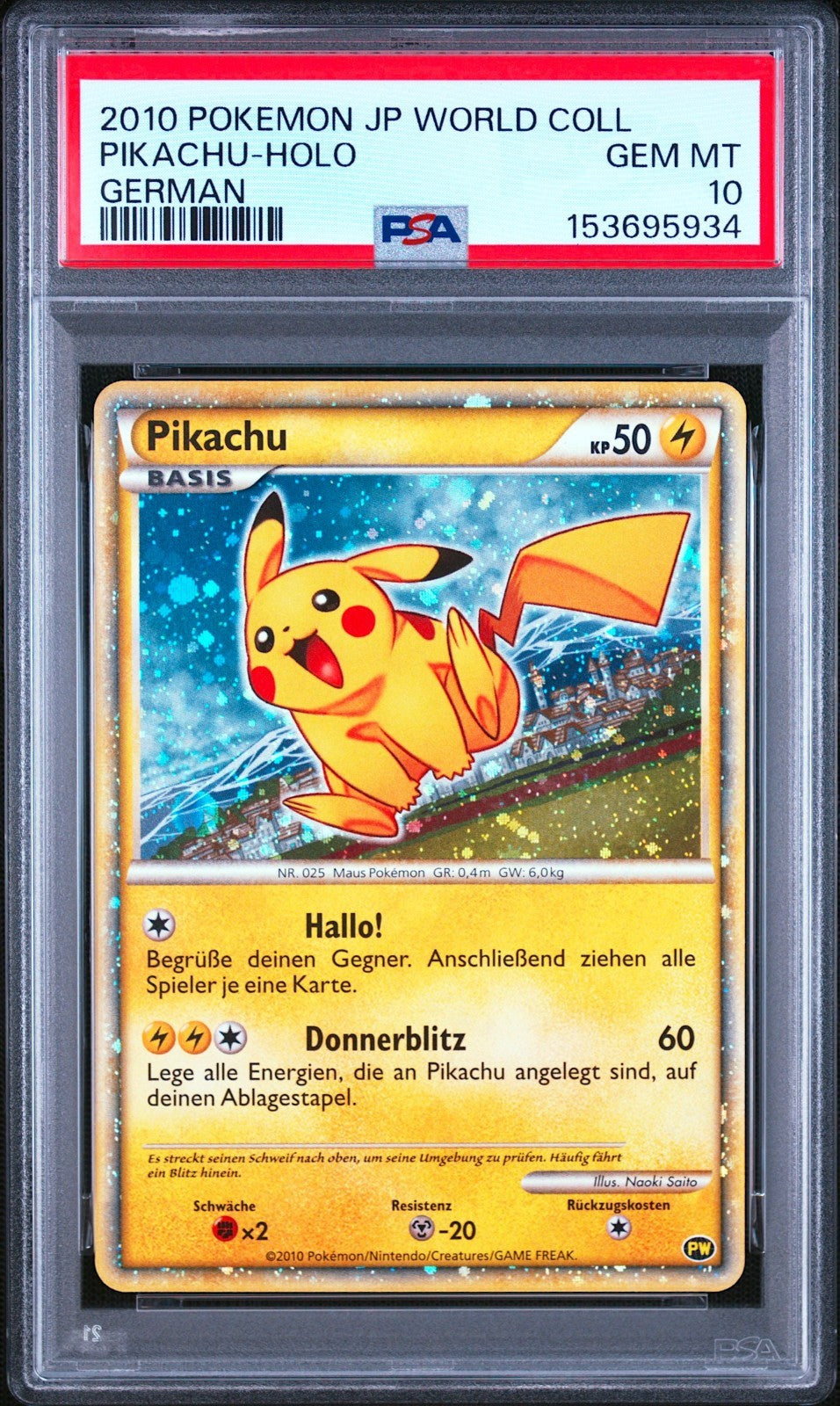 PSA 10 Pikachu World Collection Iatlian German Holo Promo Pokemon Card 20103
