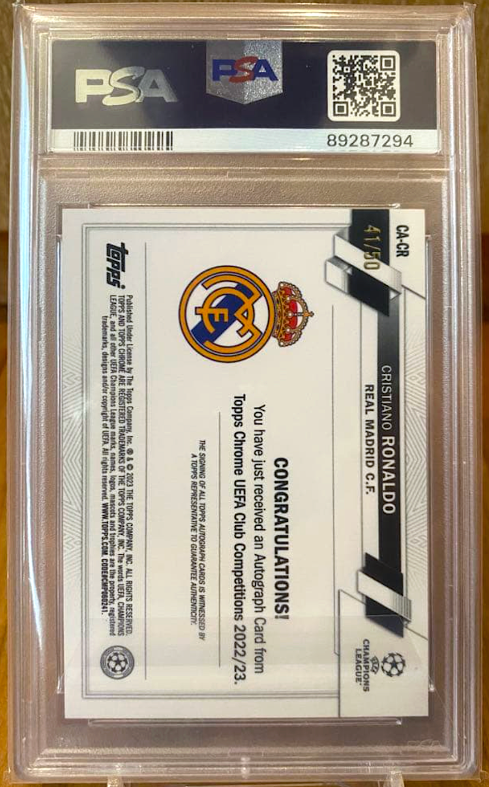 PSA 10 Cristiano Ronaldo 2023-24 Topps Chrome UCC /50 Autograph Gold refractor3