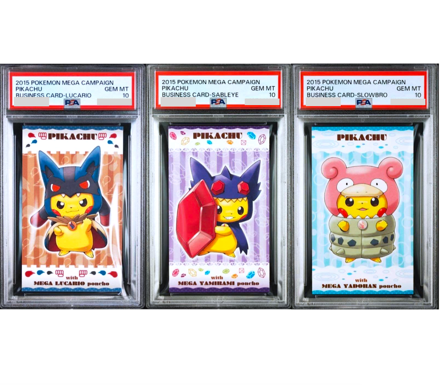 PSA 10 Pokemon Poncho Pikachu Lucario Slowbro Sableye XY Promo Business Card0