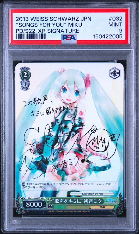 PSA 9 Weiss Schwarz Miku Hatsune Song For You Signed PD/S22-032 XR Foil Japanese0