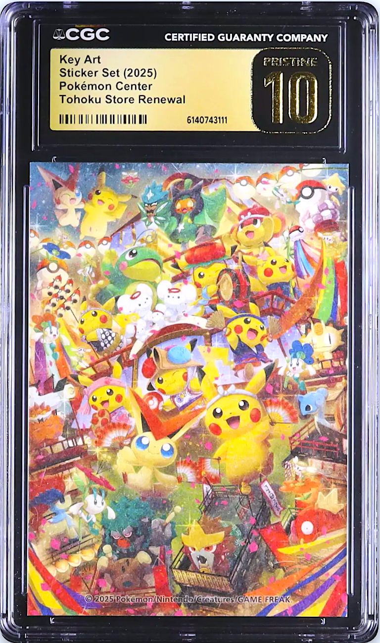 CGC 10 Pristine Pikachu Pokemon Center Tohoku Reopening Limited Festival Sticker0