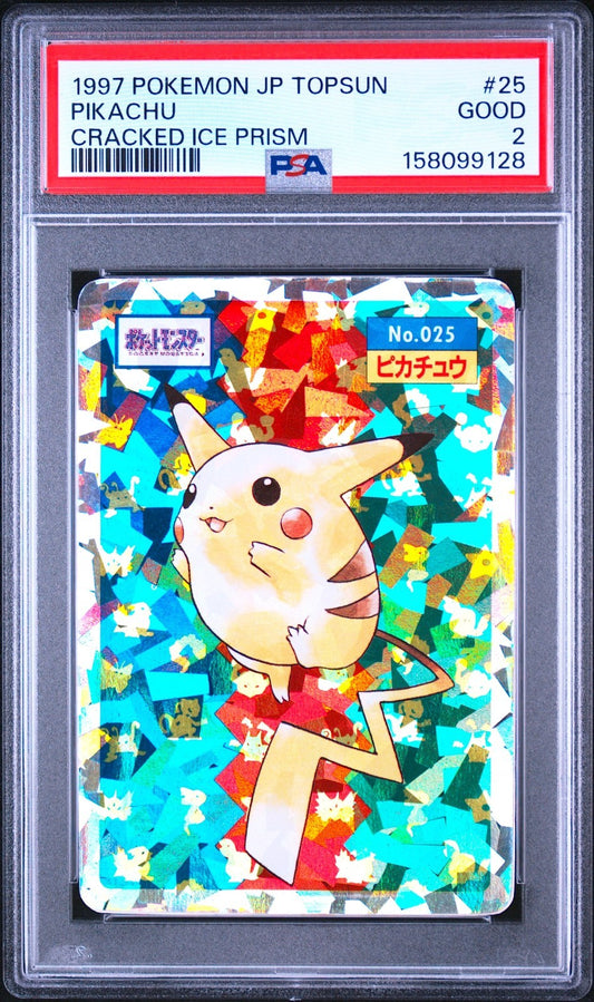 PSA 2 Pokemon Topsun Pikachu Holo Foil Block Prism #025 Japanese Card 19970