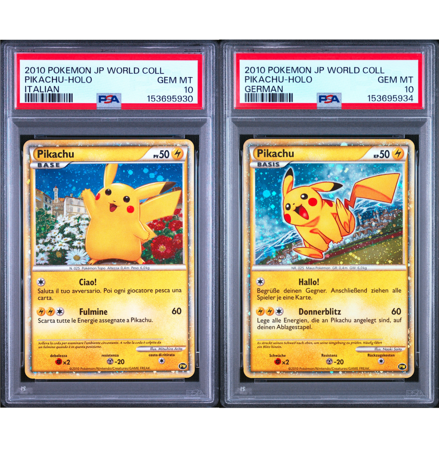 PSA 10 Pikachu World Collection Iatlian German Holo Promo Pokemon Card 20100