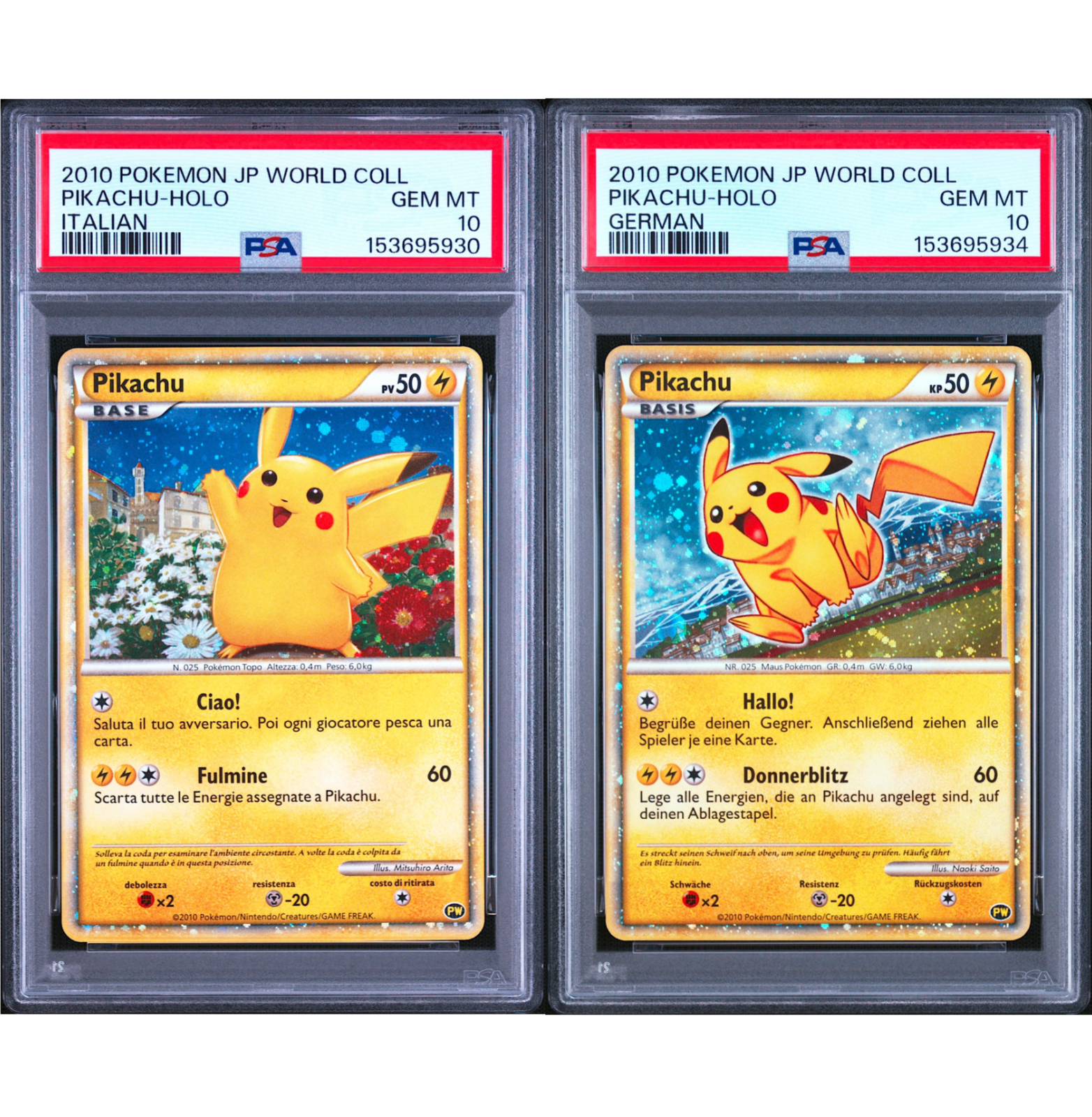 PSA 10 Pikachu World Collection Iatlian German Holo Promo Pokemon Card 20100