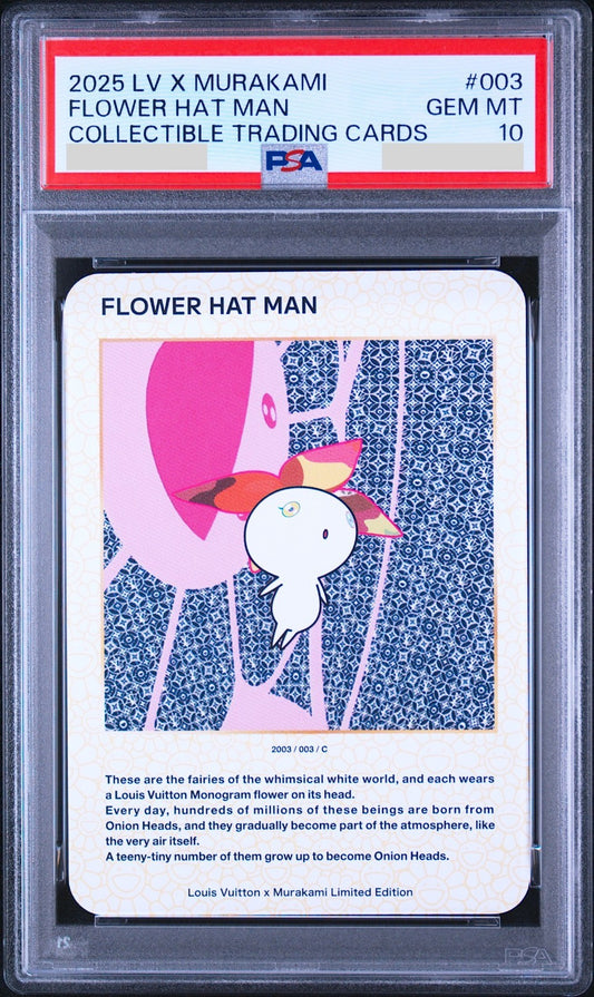 PSA 10 Louis Vuitton Takashi Murakami Flower Hat Man Trading Card 003 Limited LV0