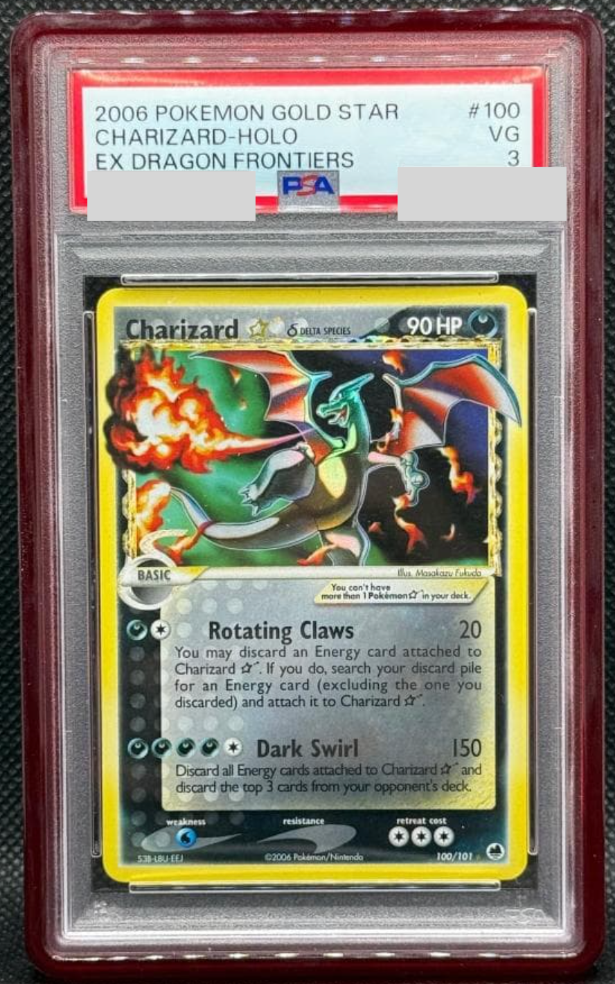 PSA 3 Charizard 100/101 Holo Gold Star EX Dragon Frontiers English Pokemon Card0